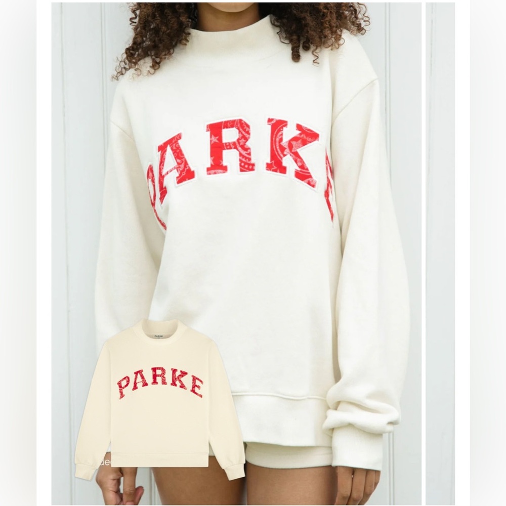 PARKE Coastal Varsity Mockneck in Cream + Red Paisley